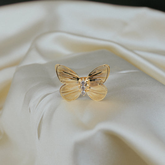 Graceful Butterfly Demi-Fine Gold Plated Ring